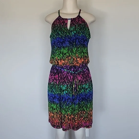 London Times sleeveless colorful floral dress-8 - Picture 1 of 6